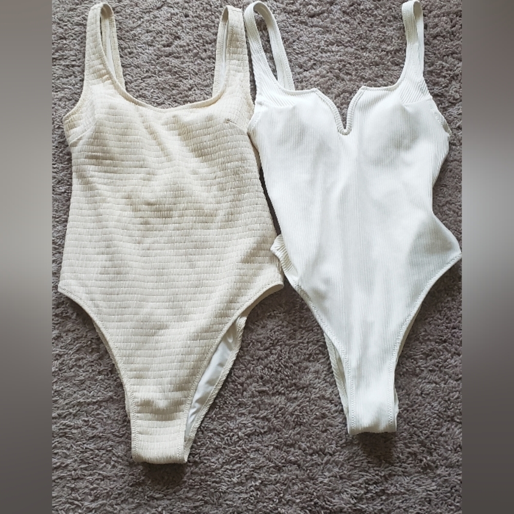 Low back light yellow and white bodysuits